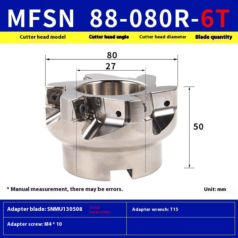 6022 MFSN Milling Cutter Block 88 Degree Fast Feed 88080R-6T-M Surface Heavy Duty Cutter Block High RPM SNMU1305 Shandong Denso Pricision Tools Co.,Ltd.