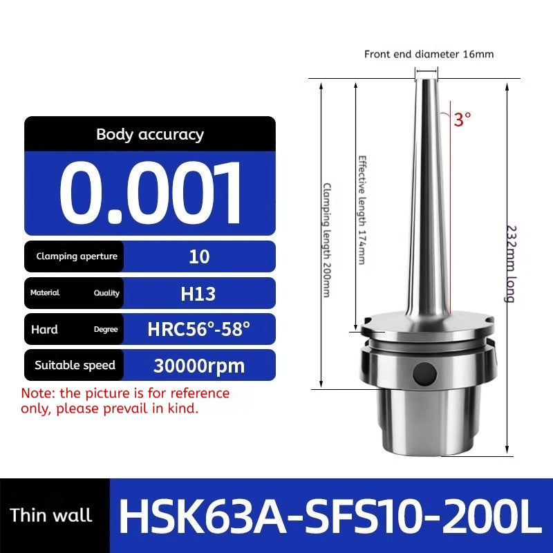 10022 HSK63 SFS Heat shrink holder Thin wall heat shrink holder Thin wall sintered handle Integrated SFS holder Shandong Denso Pricision Tools Co.,Ltd.