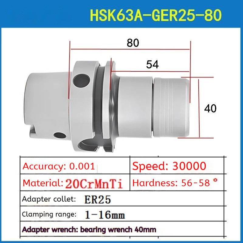 10012 HSK63A high speed tool holder CNC machining center CNC tool holder HSK GER16 20 25 32 high precision tool holder Shandong Denso Pricision Tools Co.,Ltd.