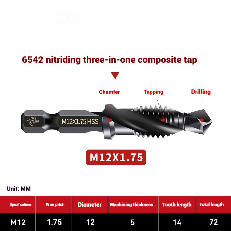 1096-Three in one cobalt composite tap set drilling and tapping one nitriding tap stainless steel tapping tapping drills Shandong Denso Pricision Tools Co.,Ltd.