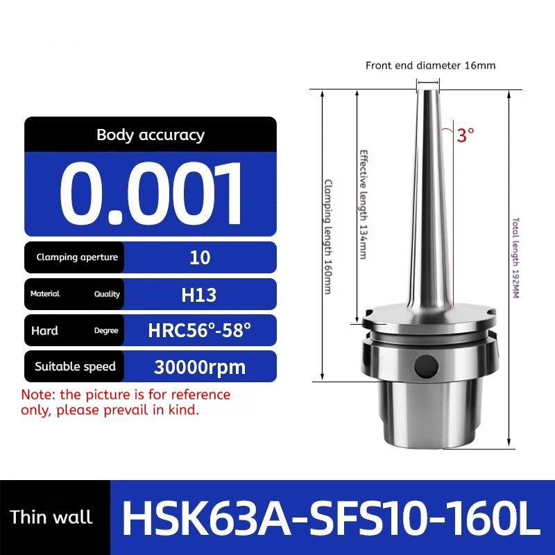 10022 HSK63 SFS Heat shrink holder Thin wall heat shrink holder Thin wall sintered handle Integrated SFS holder Shandong Denso Pricision Tools Co.,Ltd.