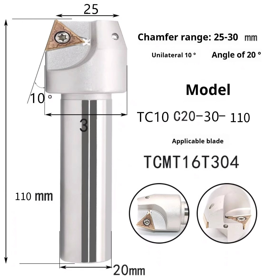 6039 Machining center 15 20 25 30 35 40 45 50 55 60 65 70 75 degree chamfering toolholder TCMT Shandong Denso Pricision Tools Co.,Ltd.