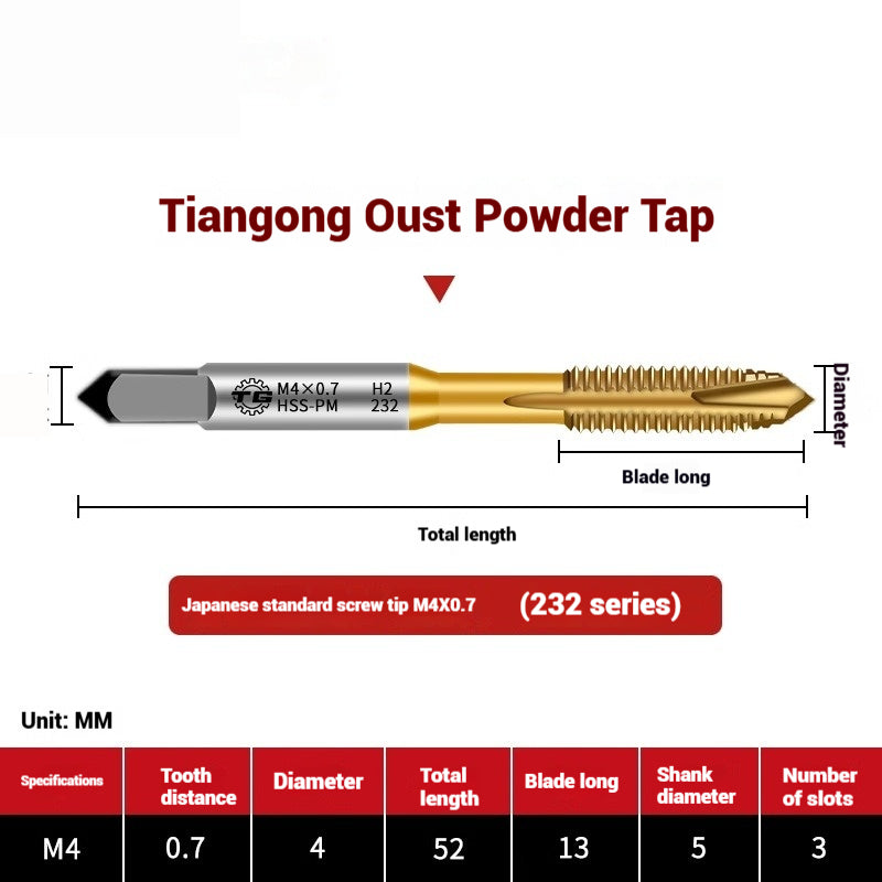 1110-Powder metallurgy high-speed steel taps 237 titanium-plated spiral stainless steel machine taps Japanese standard spiral taps Shandong Denso Pricision Tools Co.,Ltd.