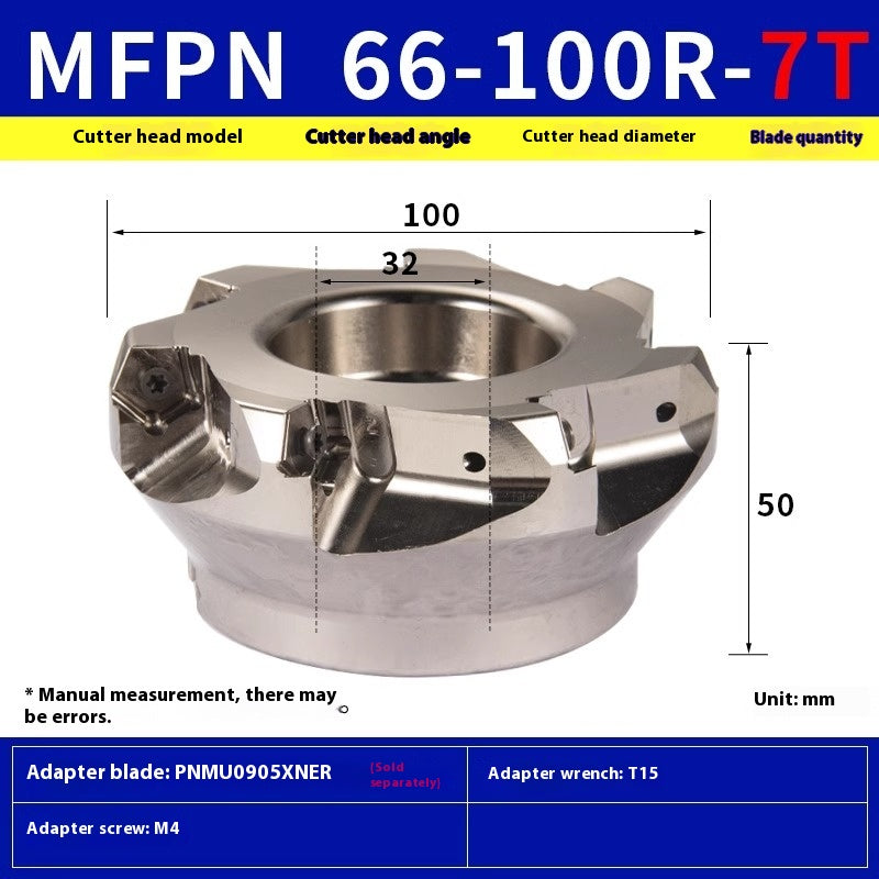 6016 Fast Feed MFPN66063R-5T-M Milling Cutter Block 66 Degree Flat Roughing Cutter Block with PNMU090508 Inserts Shandong Denso Pricision Tools Co.,Ltd.