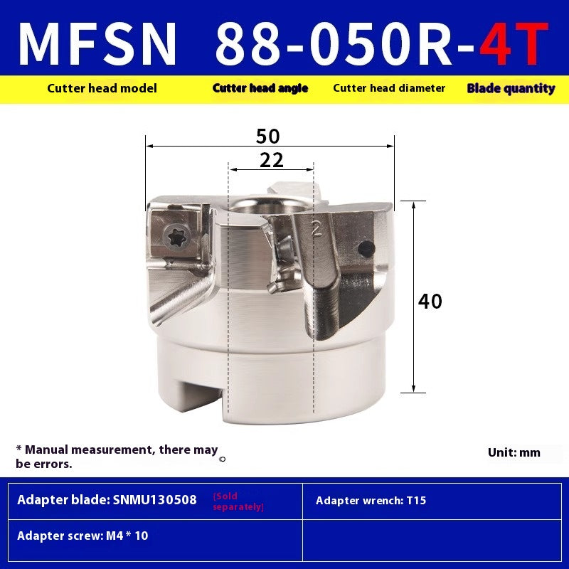 6022 MFSN Milling Cutter Block 88 Degree Fast Feed 88080R-6T-M Surface Heavy Duty Cutter Block High RPM SNMU1305 Shandong Denso Pricision Tools Co.,Ltd.