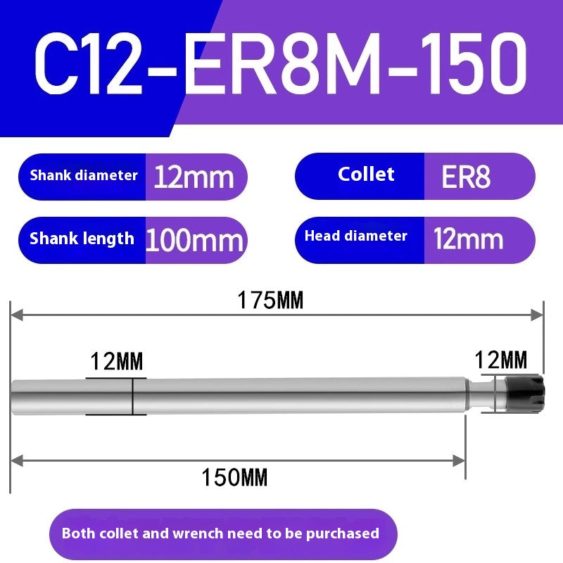 1183-Extension rods Straight handle extension rods C12-ER8/ER11/ER16 Various lengths Type A Type M