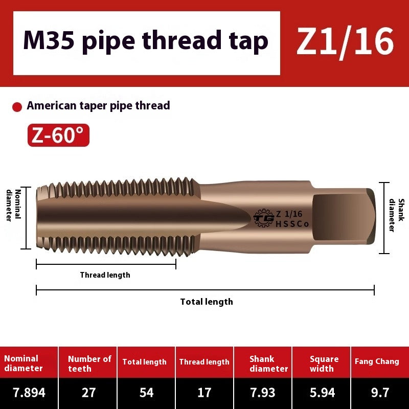 1092-Pipe Thread Tap Cobalt Water Pipe Thread Tap Cylindrical Cone Column G1/4 Thread 1/2 min npt Inch Tap Shandong Denso Pricision Tools Co.,Ltd.