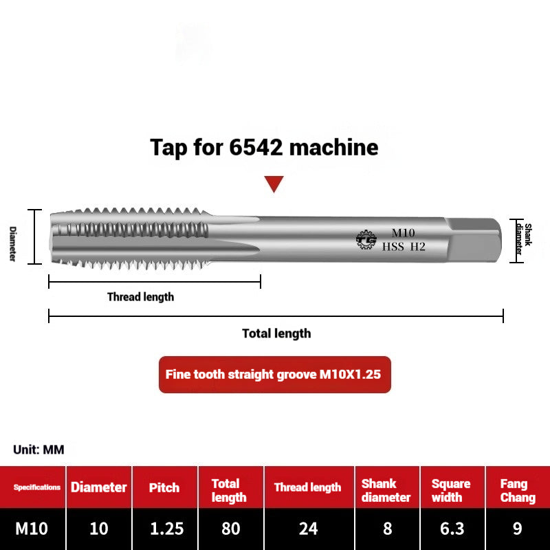 1095-Machine taps straight flute taps tapping high-speed steel fine teeth tapping drill bit m5m6m8m10m12 Shandong Denso Pricision Tools Co.,Ltd.