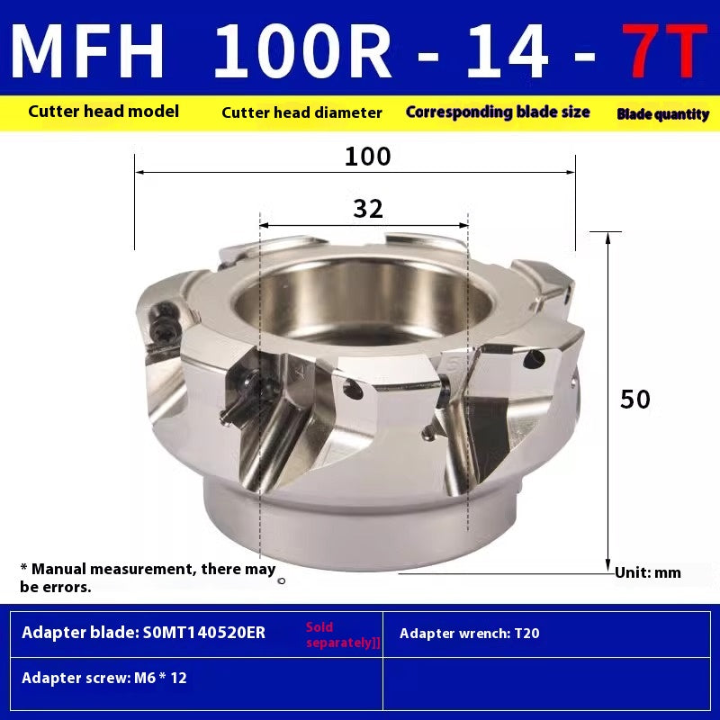 6018 High Feed Milling Cutterhead MFH100R-14-7T 5-Axis 14R63 Surface Milling Cutterhead with SOMT140520 Inserts Shandong Denso Pricision Tools Co.,Ltd.