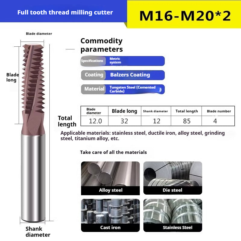 6033 60 degree thread milling cutter single thread, three threads, full thread CNC machining center tungsten steel alloy coated milling cutter can be customized Shandong Denso Pricision Tools Co.,Ltd.