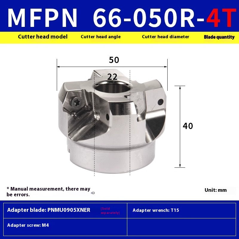 6016 Fast Feed MFPN66063R-5T-M Milling Cutter Block 66 Degree Flat Roughing Cutter Block with PNMU090508 Inserts Shandong Denso Pricision Tools Co.,Ltd.