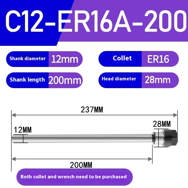1183-Extension rods Straight handle extension rods C12-ER8/ER11/ER16 Various lengths Type A Type M