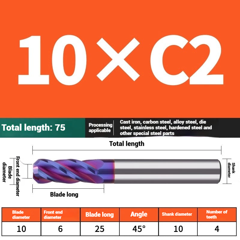 1119-PQT tip chamfering milling cutter C angle alloy milling cutter C mouth tungsten steel cutter beveled end milling cutter 45 degrees angle round nose C1C2 Shandong Denso Pricision Tools Co.,Ltd.