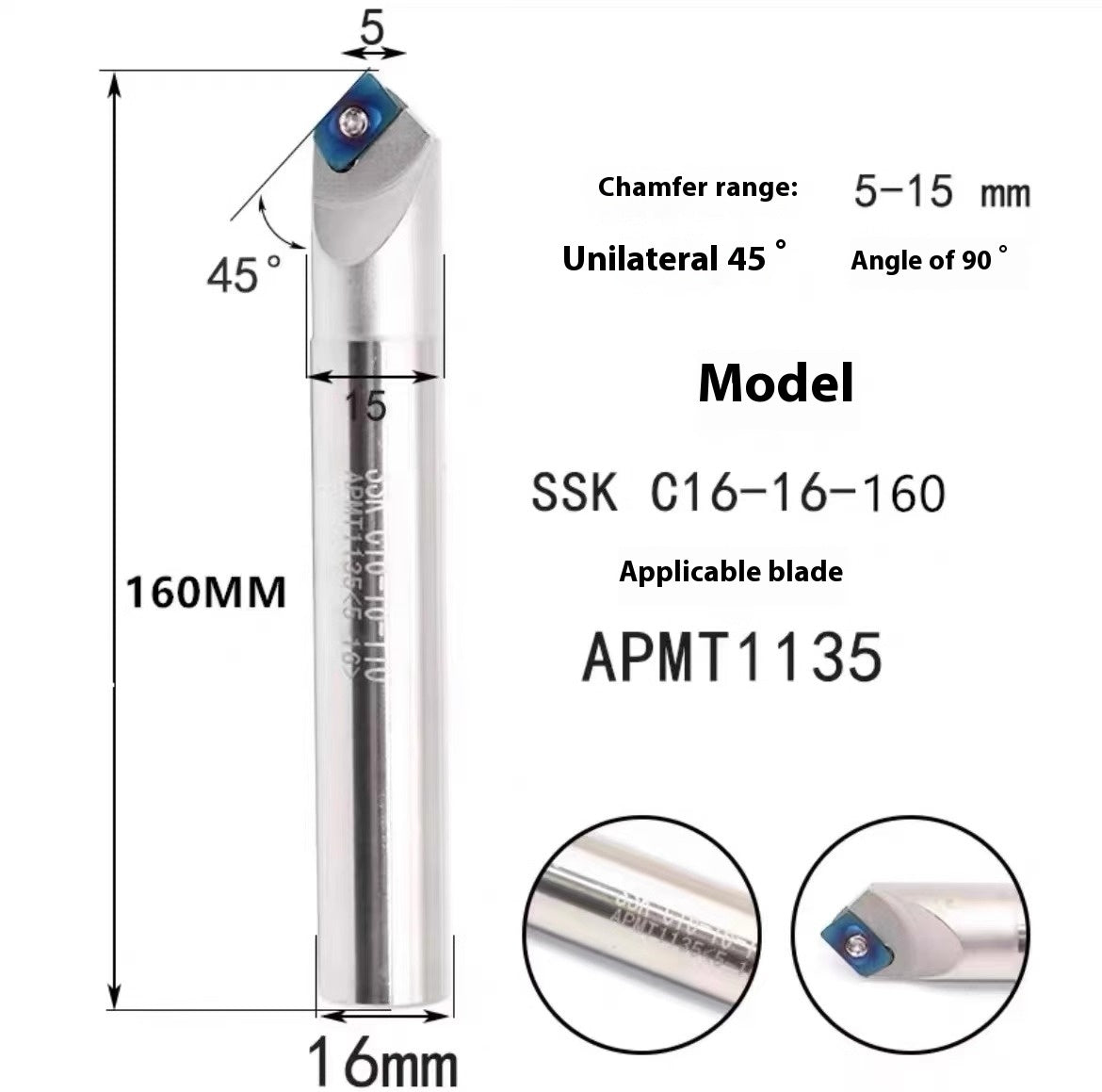 1144-Shedding type fixed-point chamfering cutter 30 degree 45 degree 60 degree chamfering cutter bar SSK/SSP/TCM/SSY/SSO/SSH Shandong Denso Pricision Tools Co.,Ltd.