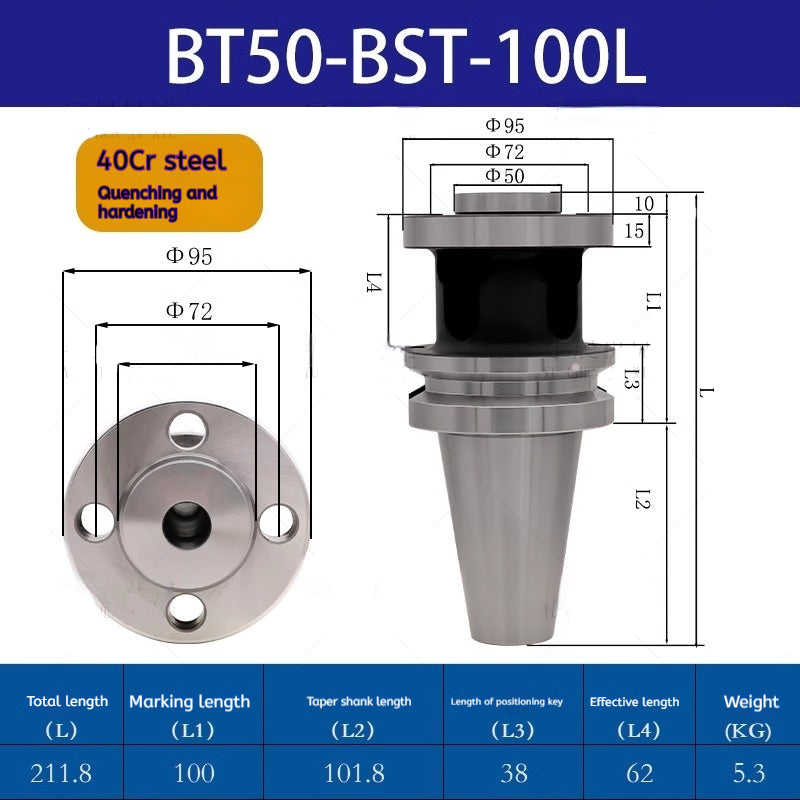 1178-Machining Center BT-BST Large Bore Boring Toolholder 4 Hole Bridge Shank Boring Machine Mo's MT-BST Toolholder Extension