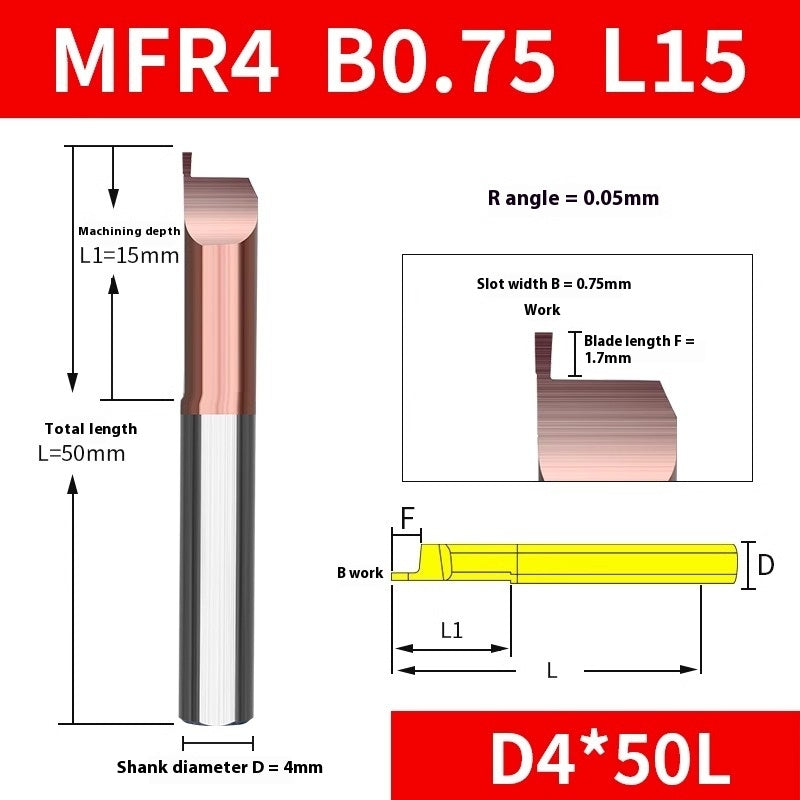 1137-Tungsten steel monobloc alloy MFR4B0.5 face groove cutter 1 small hole boring cutter 1.5 coated 2 bore micro 6B2.5 Shandong Denso Pricision Tools Co.,Ltd.