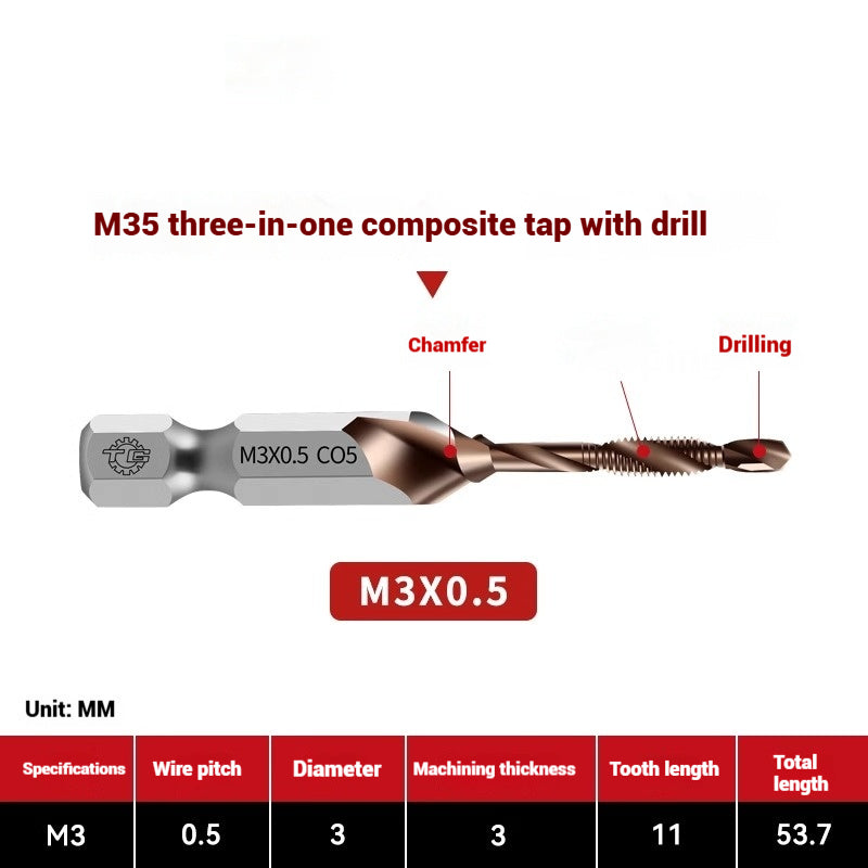 1096-Three in one cobalt composite tap set drilling and tapping one nitriding tap stainless steel tapping tapping drills Shandong Denso Pricision Tools Co.,Ltd.