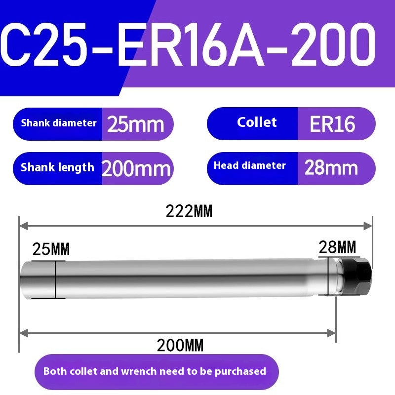 1186-Extension rod straight shank extension rod C25-ER16/ER20/ER25/ER32 Various lengths A type M type