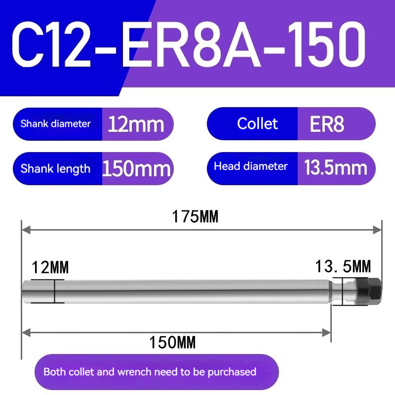 1183-Extension rods Straight handle extension rods C12-ER8/ER11/ER16 Various lengths Type A Type M