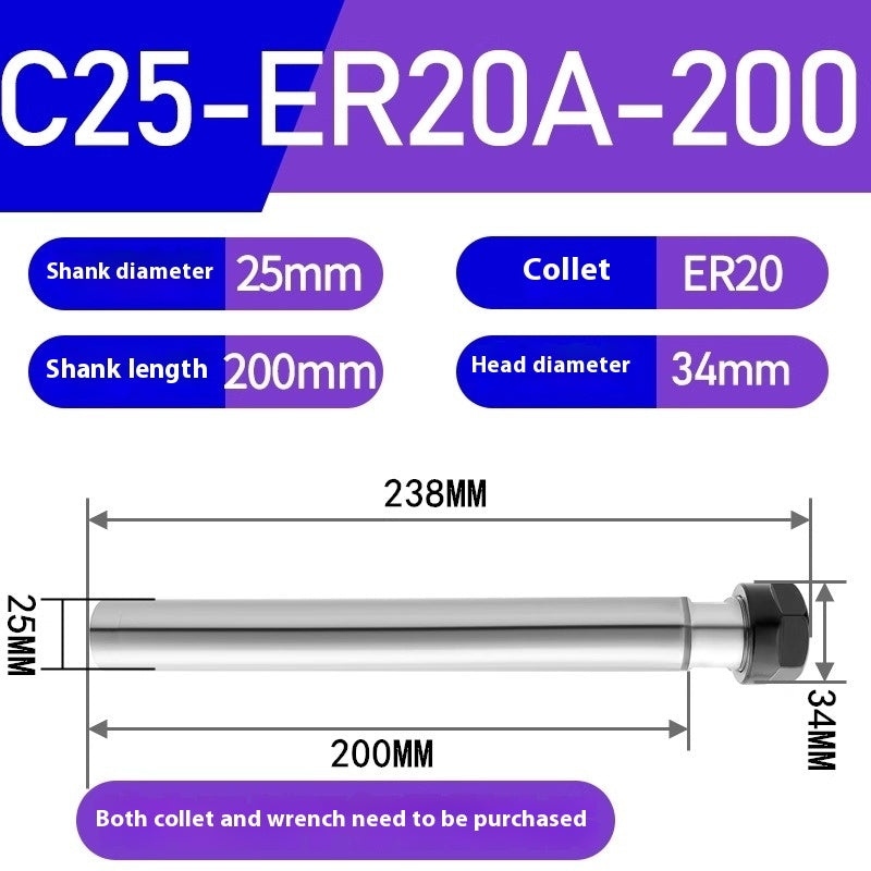 1186-Extension rod straight shank extension rod C25-ER16/ER20/ER25/ER32 Various lengths A type M type