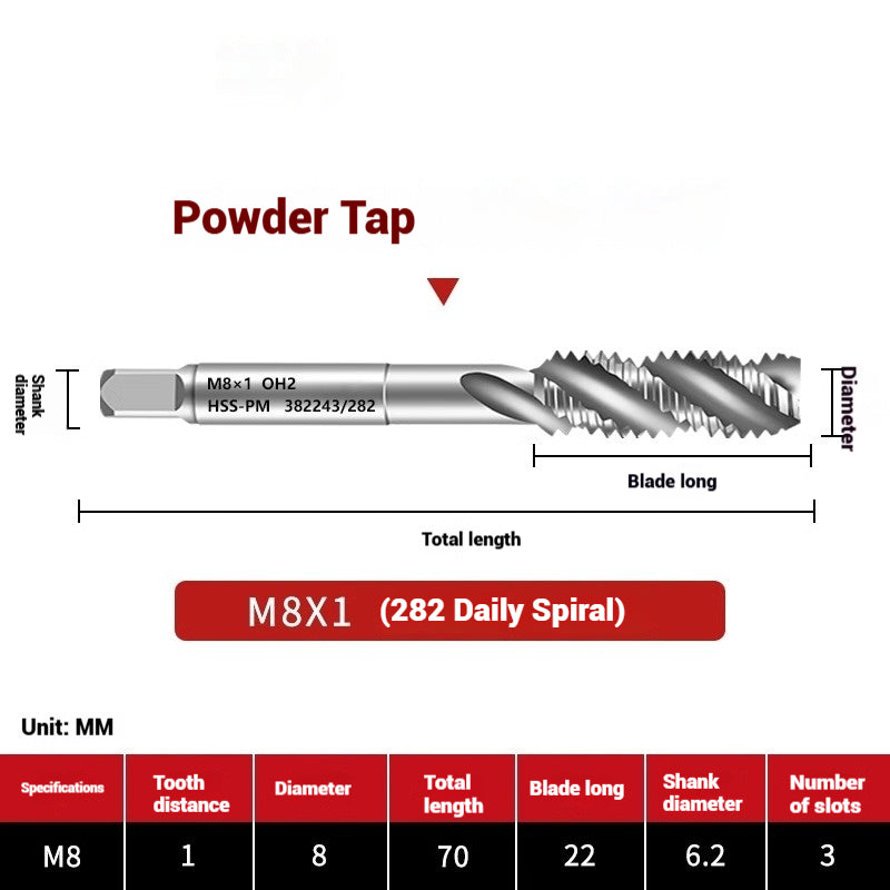 1107-OST powder high-speed steel taps Japanese standard apex screw tip spiral coarse teeth powder metallurgy tapping taps Shandong Denso Pricision Tools Co.,Ltd.