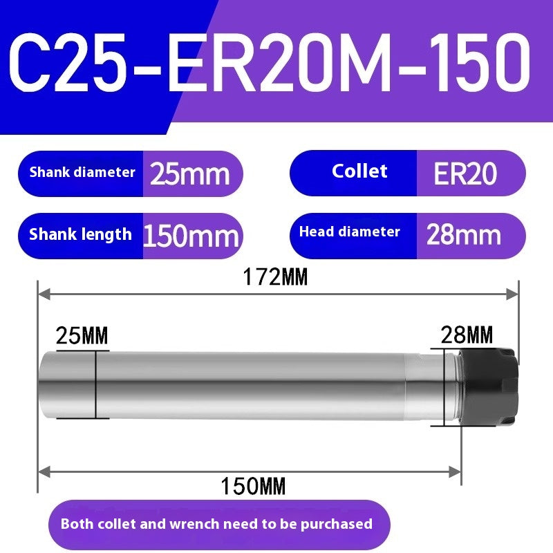 1186-Extension rod straight shank extension rod C25-ER16/ER20/ER25/ER32 Various lengths A type M type