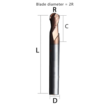 55 degree ball end mill with tungsten steel alloy milling cutter, coated with R1R2R3R4R5r6r8r7r10 for 2-blade steel Shandong Denso Pricision Tools Co.,Ltd.