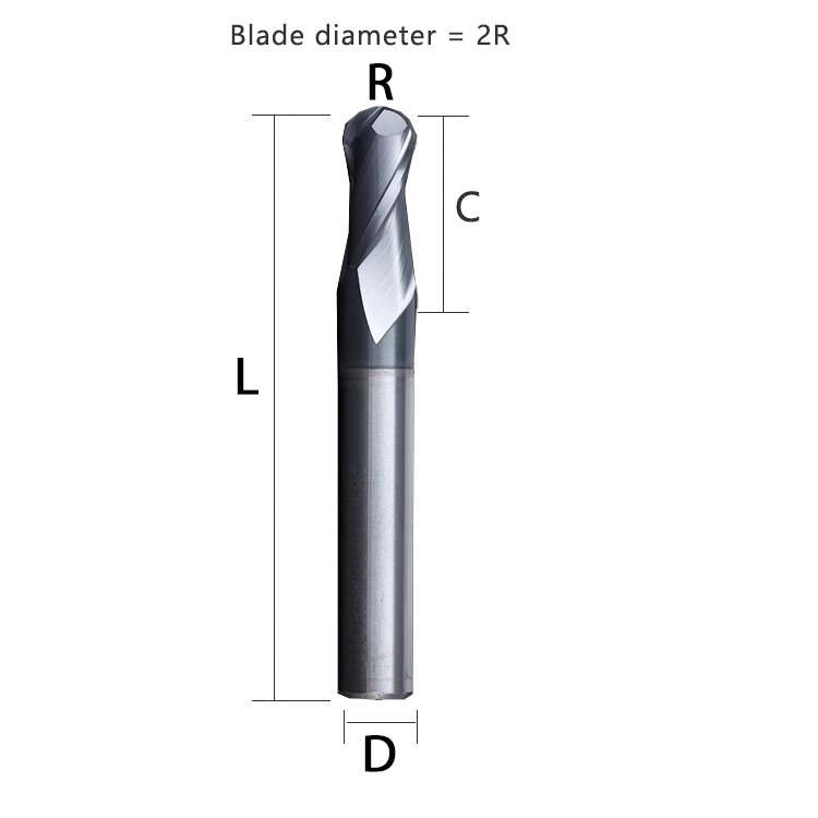 70HRC ball cutter ball end mill tungsten steel alloy milling cutter steel with black nano coating high hardness R1R2R3R4R5R6 Shandong Denso Pricision Tools Co.,Ltd.