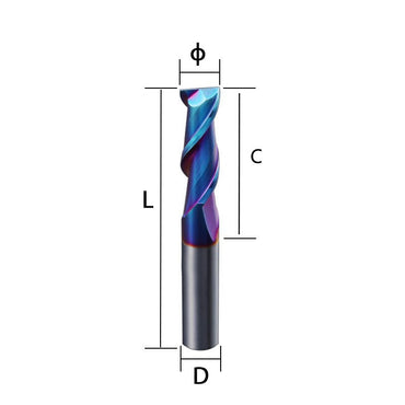 65 degree 2-blade keyway milling cutter tungsten steel alloy end milling cutter high hardness blue nano coated stainless steel CNC cutting tool Shandong Denso Pricision Tools Co.,Ltd.