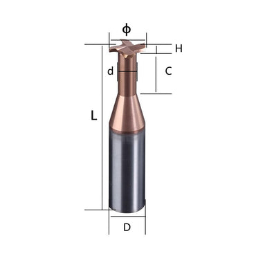 Steel T-shaped cutter, T-shaped milling cutter, tungsten steel hard alloy coated T-shaped groove cutter, integral 4-blade CNC cutting tool Shandong Denso Pricision Tools Co.,Ltd.