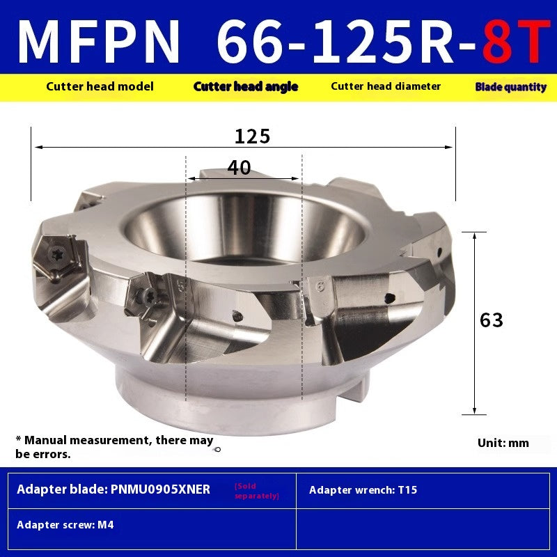 6016 Fast Feed MFPN66063R-5T-M Milling Cutter Block 66 Degree Flat Roughing Cutter Block with PNMU090508 Inserts Shandong Denso Pricision Tools Co.,Ltd.