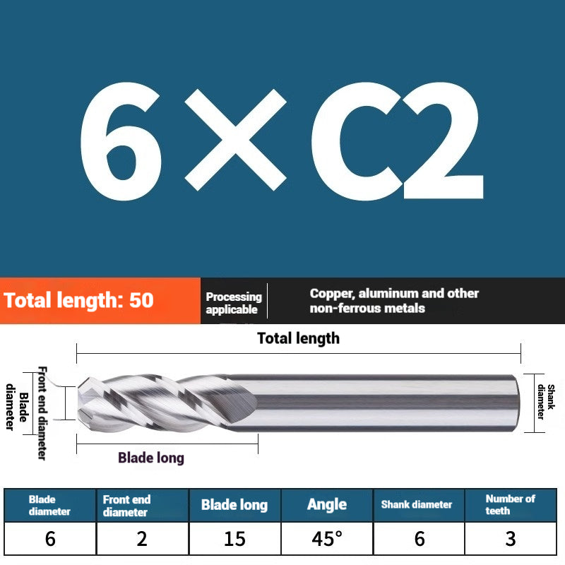 1119-PQT tip chamfering milling cutter C angle alloy milling cutter C mouth tungsten steel cutter beveled end milling cutter 45 degrees angle round nose C1C2 Shandong Denso Pricision Tools Co.,Ltd.