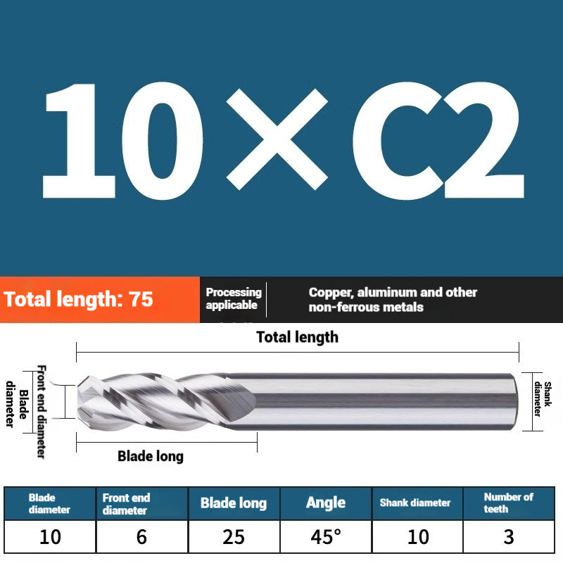 1119-PQT tip chamfering milling cutter C angle alloy milling cutter C mouth tungsten steel cutter beveled end milling cutter 45 degrees angle round nose C1C2 Shandong Denso Pricision Tools Co.,Ltd.