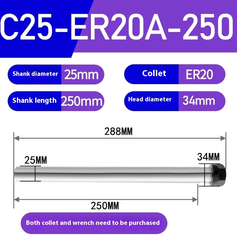 1186-Extension rod straight shank extension rod C25-ER16/ER20/ER25/ER32 Various lengths A type M type