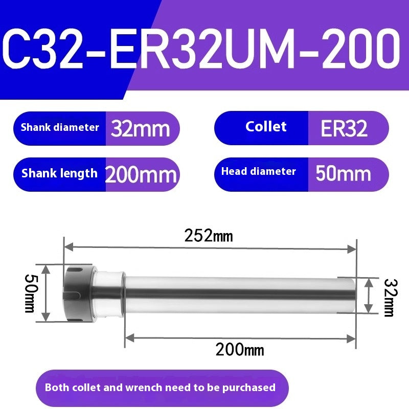 1185-Extension bar Straight shank extension bar C32-ER25/ER32 Various lengths