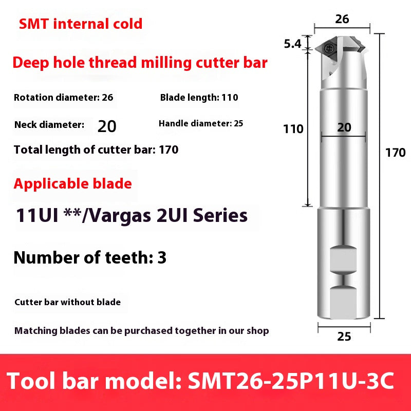 6036 SMT Deep Hole Thread Milling Toolholder Machining Center Single Thread Internal Coolant Milling Tool U-Thread Toolholder 11UI 16UI Shandong Denso Pricision Tools Co.,Ltd.