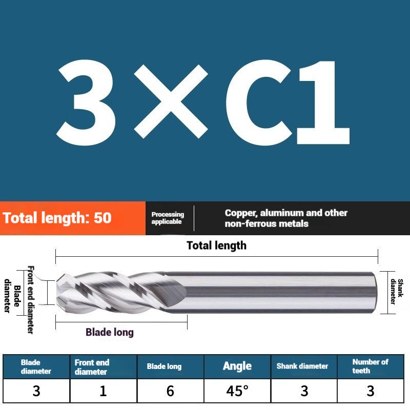 1119-PQT tip chamfering milling cutter C angle alloy milling cutter C mouth tungsten steel cutter beveled end milling cutter 45 degrees angle round nose C1C2 Shandong Denso Pricision Tools Co.,Ltd.