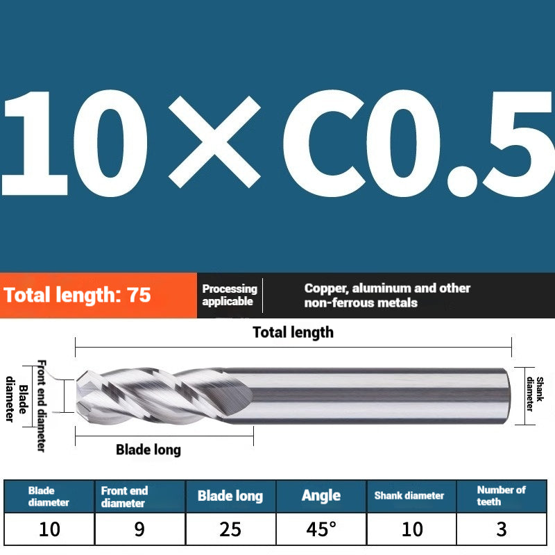 1119-PQT tip chamfering milling cutter C angle alloy milling cutter C mouth tungsten steel cutter beveled end milling cutter 45 degrees angle round nose C1C2 Shandong Denso Pricision Tools Co.,Ltd.