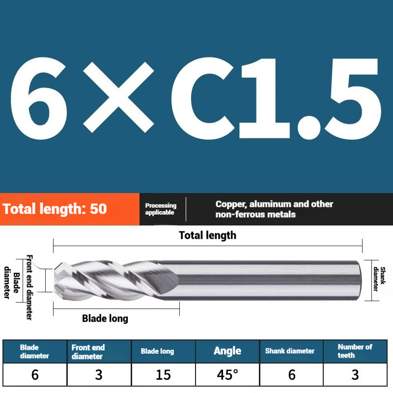 1119-PQT tip chamfering milling cutter C angle alloy milling cutter C mouth tungsten steel cutter beveled end milling cutter 45 degrees angle round nose C1C2 Shandong Denso Pricision Tools Co.,Ltd.