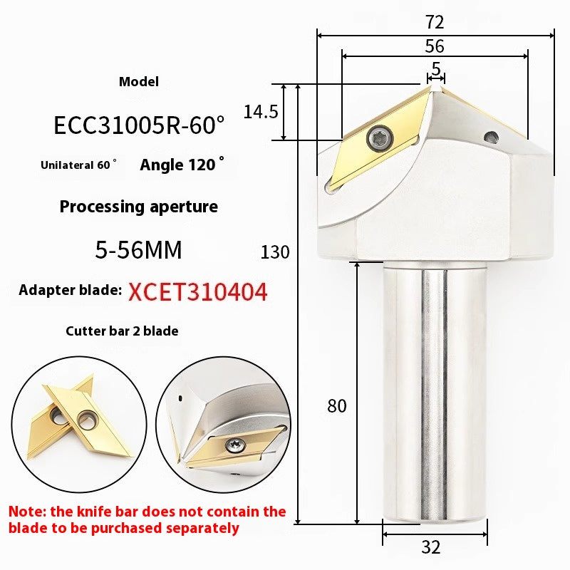 6043 CNC numerical control ECC31005R long edge chamfering cutter bar 30 degree 45°60 large hole chamfering cutter XCET310404 Shandong Denso Pricision Tools Co.,Ltd.