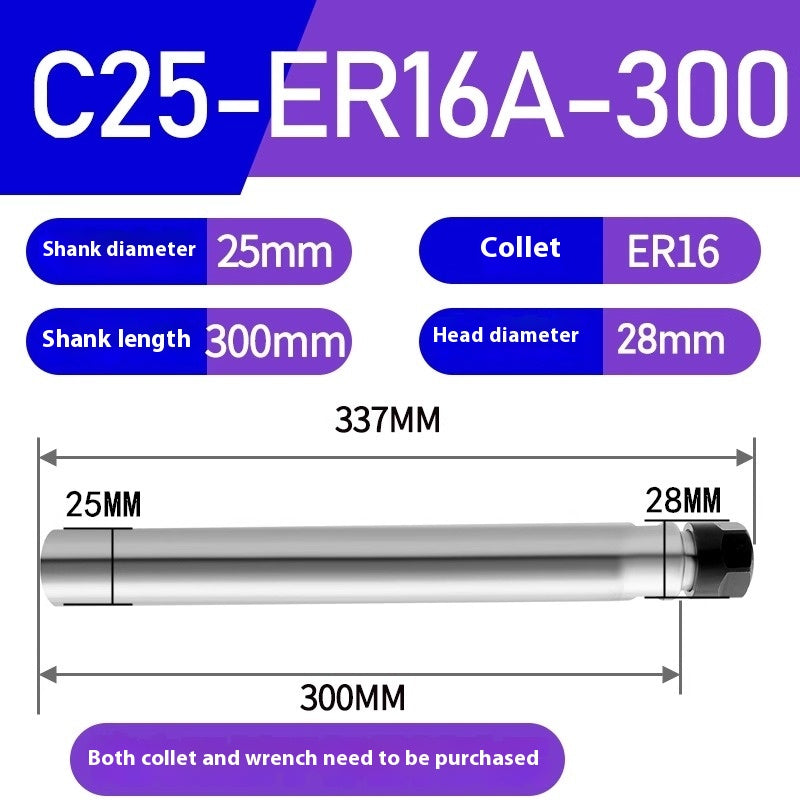 1186-Extension rod straight shank extension rod C25-ER16/ER20/ER25/ER32 Various lengths A type M type