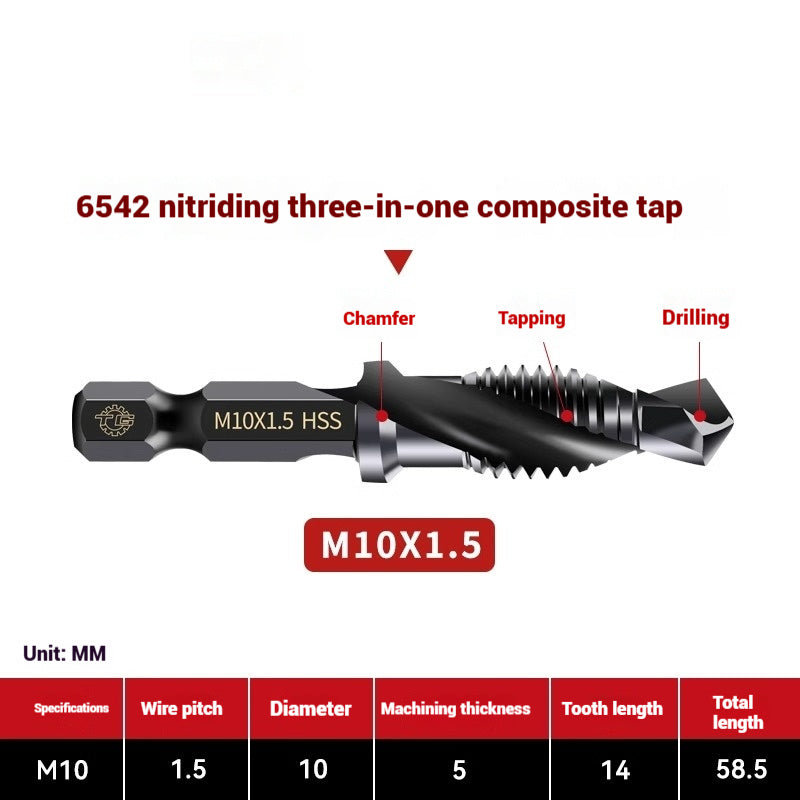 1096-Three in one cobalt composite tap set drilling and tapping one nitriding tap stainless steel tapping tapping drills Shandong Denso Pricision Tools Co.,Ltd.