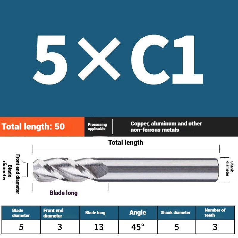 1119-PQT tip chamfering milling cutter C angle alloy milling cutter C mouth tungsten steel cutter beveled end milling cutter 45 degrees angle round nose C1C2 Shandong Denso Pricision Tools Co.,Ltd.