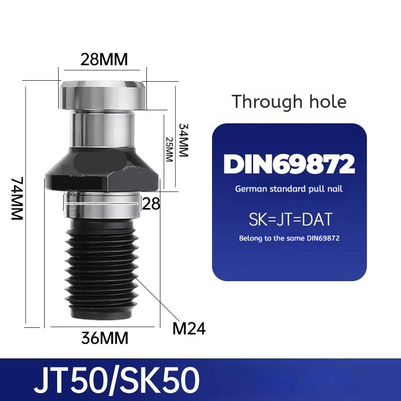 1171-CNC Pull Studs JT/SK/DAT30 40 50 60 German Standard Pull Studs DIN69872 Through Hole Hardened Latin
