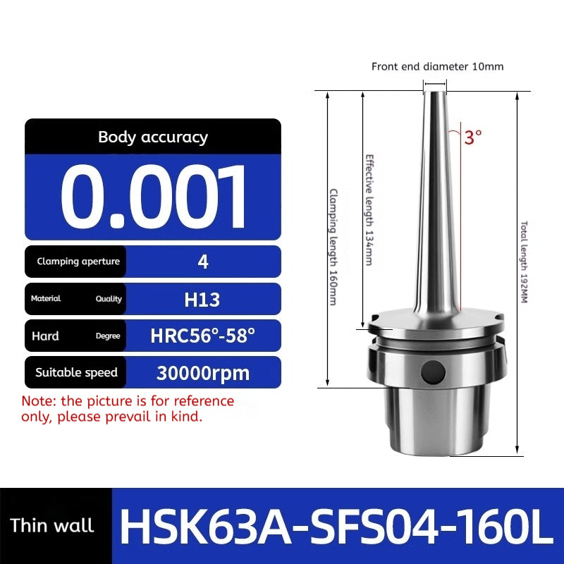 10022 HSK63 SFS Heat shrink holder Thin wall heat shrink holder Thin wall sintered handle Integrated SFS holder Shandong Denso Pricision Tools Co.,Ltd.