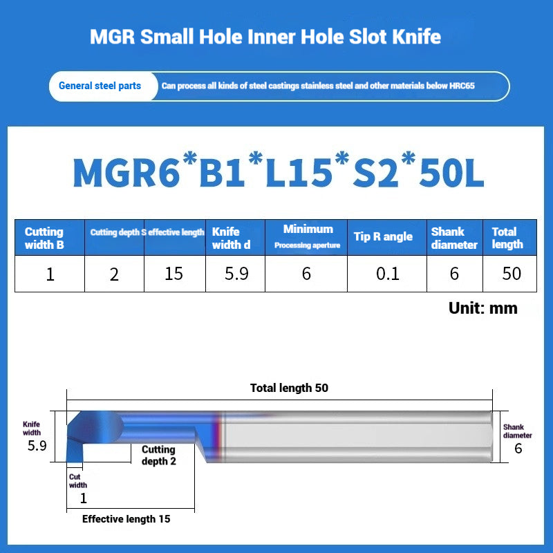 1134-MGR small bore groove cutter wear-resistant micro groove hook cutter CNC tungsten steel alloy small bore cutting groove turning tool Shandong Denso Pricision Tools Co.,Ltd.