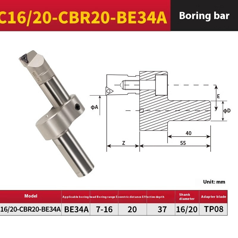 2056-CBR20/30 Precision Cylindrical Boring Tool Holder Combined Machining Center Back Boring Cylindrical Boring Abandoned Boring Head Shandong Denso Pricision Tools Co.,Ltd.