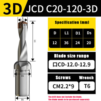 3015-Crown drill bit arbor blade U drill violent drill small diameter shovel drill CNC high speed extended internal cooling deep hole drill