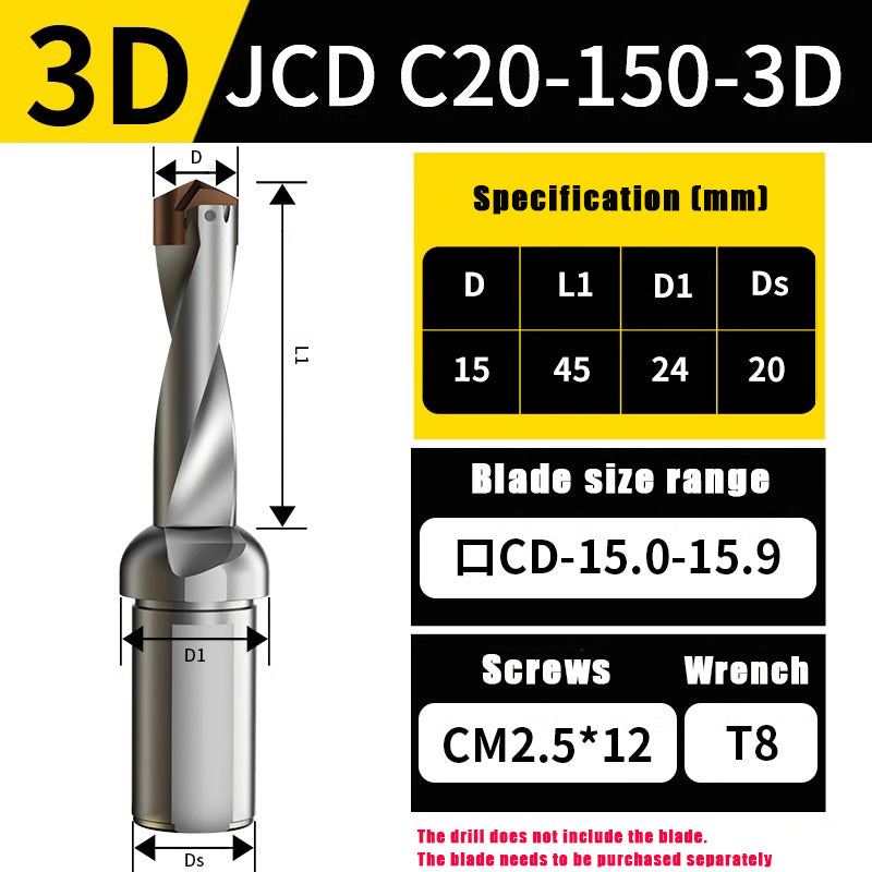 3015-Crown drill bit arbor blade U drill violent drill small diameter shovel drill CNC high speed extended internal cooling deep hole drill