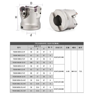 Face mill China produces CNC tools Save 90% of costs Customizable TR200 Round Nose Milling Cutter RCKT10T3 RCKT1204 Open Rough and Smooth Machining Center R5 R6 Cutter Shandong Denso Pricision Tools Co.,Ltd.